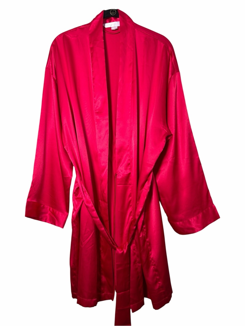 Victorias Secret 2002 Red Satin Robe With Belt Size Medium - Picture 3 of 6